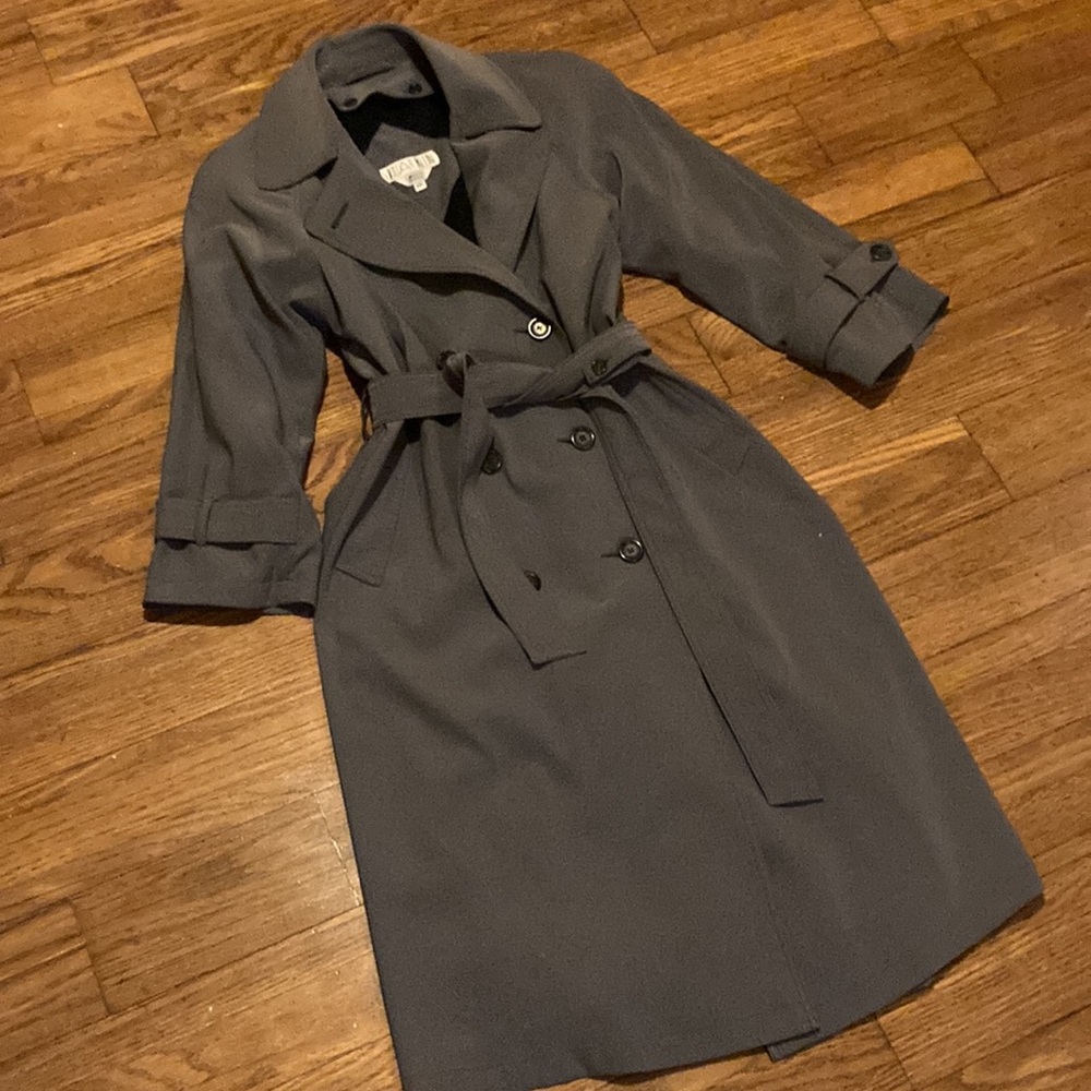 Julia Klein Grey Double Breasted Trench Coat with Removable Lining